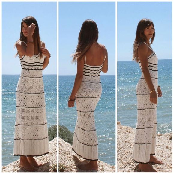 Zara Dresses & Skirts - LAST! Zara Long Knit Crochet Dress Ecru New